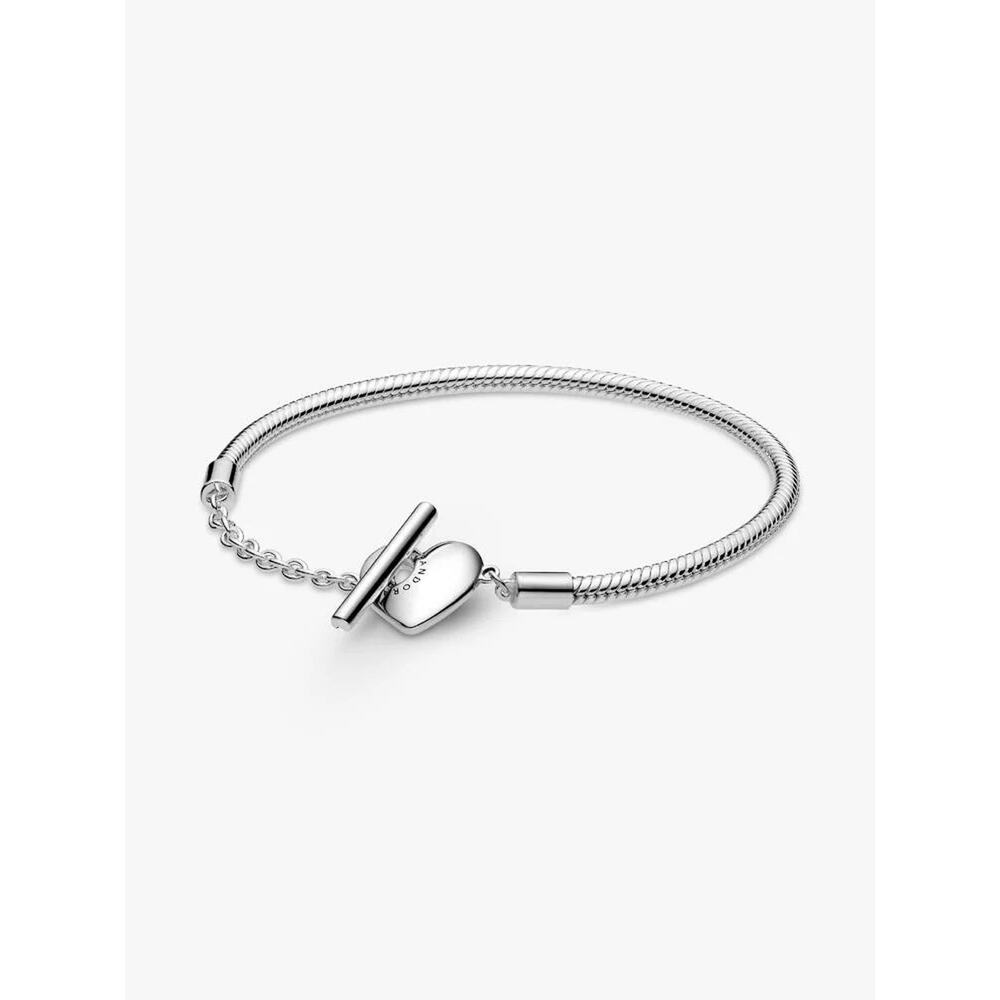 NEW AUTHENTIC PANDORA Moments Heart T-Bar Snake Chain BraceletSterling silver